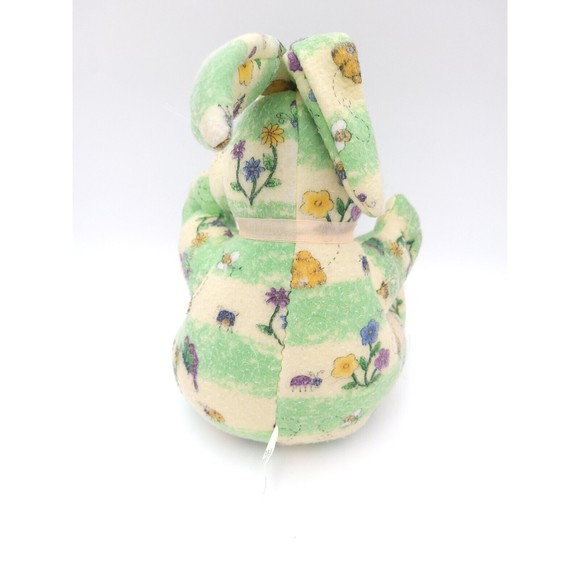 Plush Bunny Rabbit Flower Tapestry Style Pattern Green Blue Pink Ribbon Easter - Picture 4 of 8